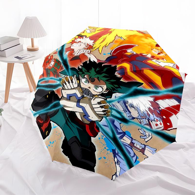 

1pc My Hero Academia Automatic Folding Umbrella, Portable 3-Fold Design with 8-Bone Iron Frame, Outdoor for Fans, Travelers, Everyday Use, Gift for An