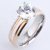 Wedding Rings 6mm Gold and Silver Color Stripe Zircon Stainless Steel Finger Rings for Men Wmen