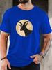 Vintage Circle Black Goat Head Portrait Graphic Print Unisexs Crew Neck Short Sleeve Tee Soft Street Daily Basic Casual Outfit Wear