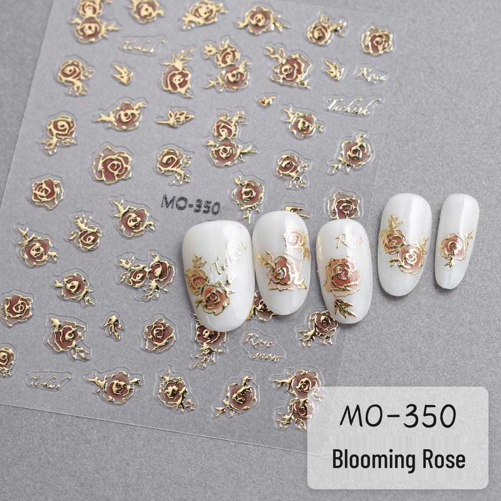 Little Red Book 3D Gilded Wild Rose Nail Art Stickers