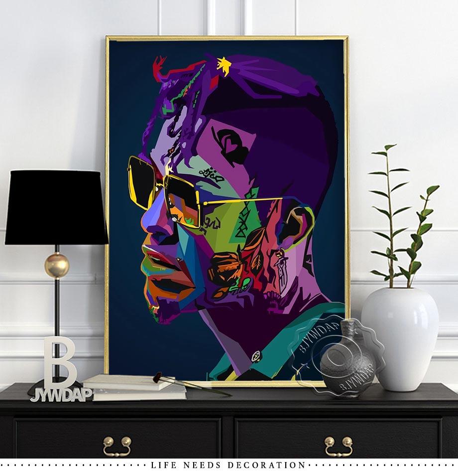 Poster e Stampe di Star della Musica Rap Astratta Moderna Hiphop Rapper Arte da Parete Quadri da Parete Pittura su Tela per Decorazione Domestica Senza Cornice