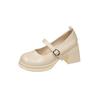 Simple and generous thick-heeled leather shoes for women's summer wear, fashionable and versatile Mary Jane shoes with skirts, gentle wind shoes