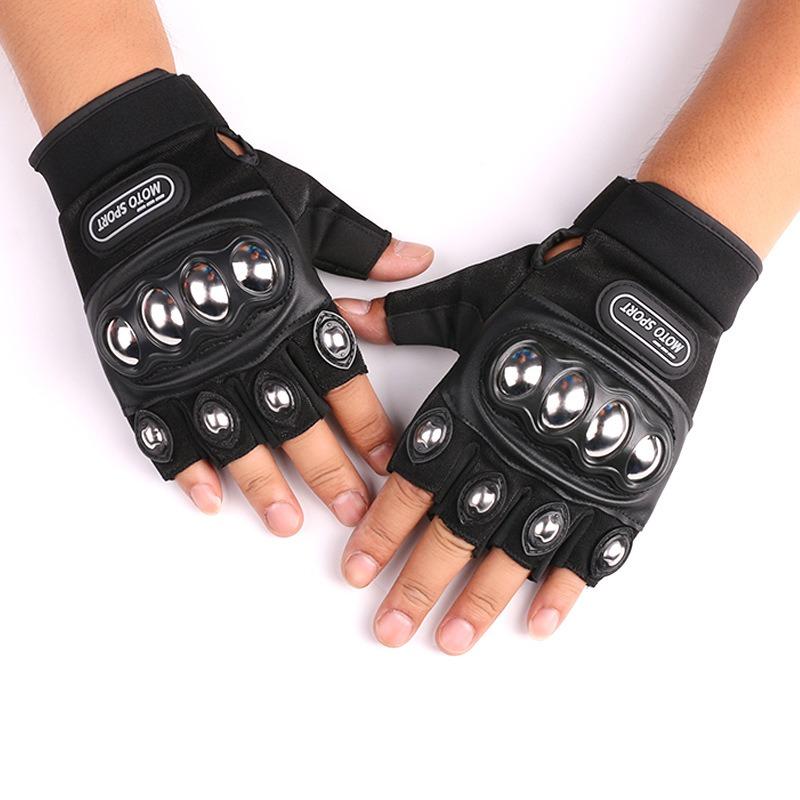 

Motorcycle riding gloves men s outdoor shock absorption wear-resistant half-long finger gloves breathable locomotive long finger gloves One Size