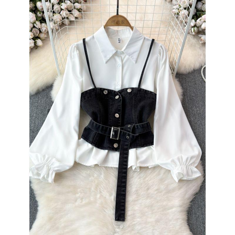 Age-Reducing Retro Denim Vest Loose Two-Piece Suit Sling