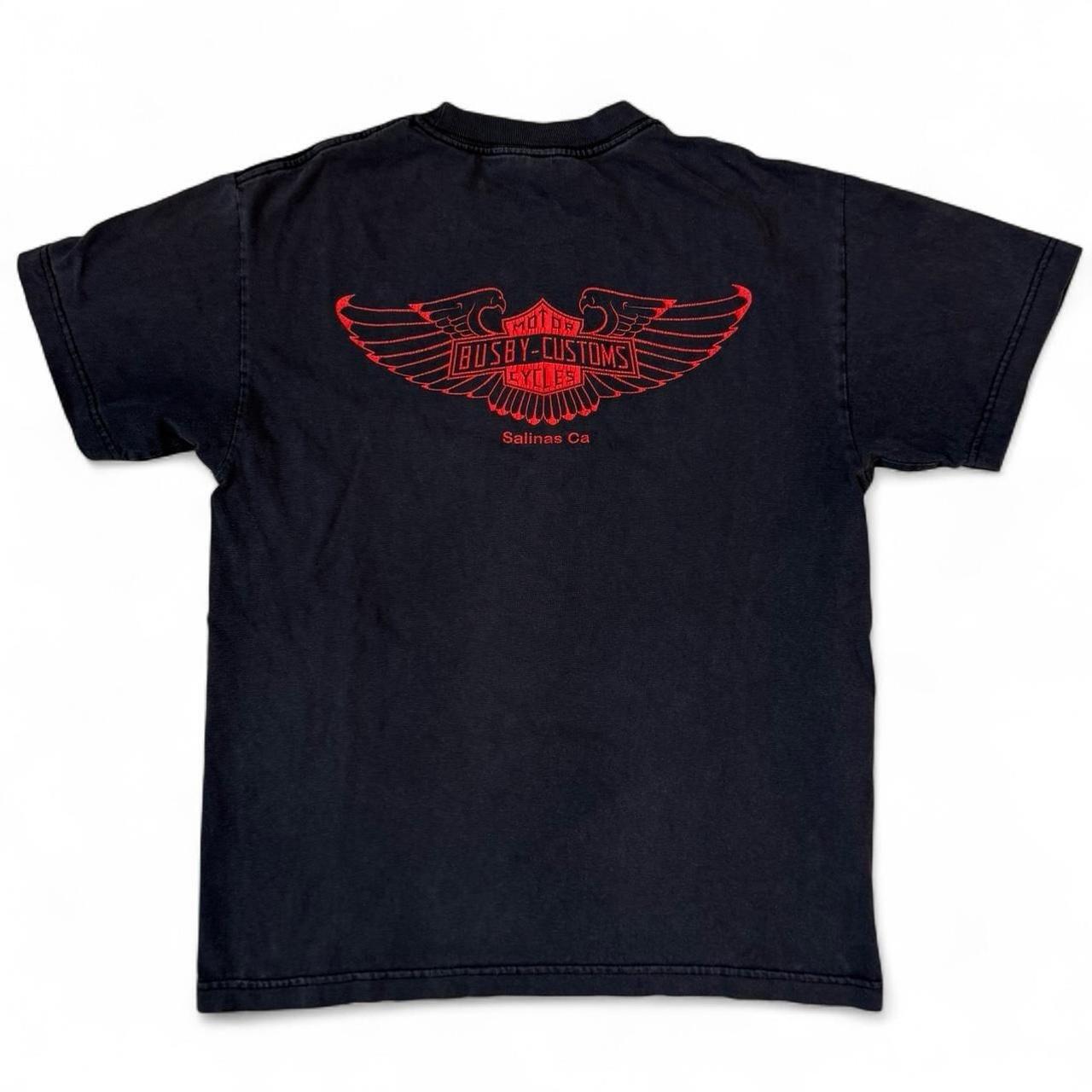 Motors Busy Custom Cycles Faded Black T-Shirt Adult Medium Biker Motorcycle Y2K Unisex T-Shirt XXL