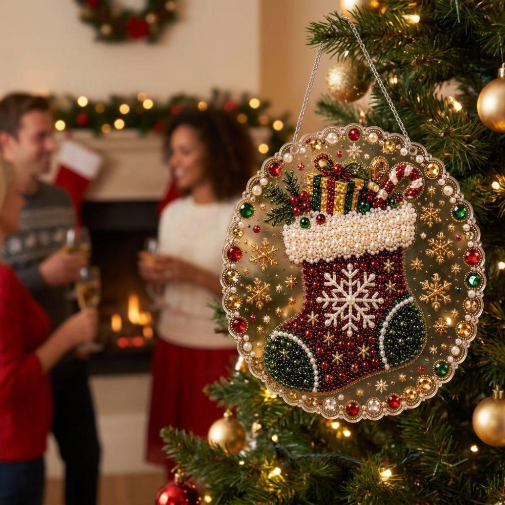 Christmas Tree Christmas Painting Kit Round Xmas Ornament Kit Festive Gift