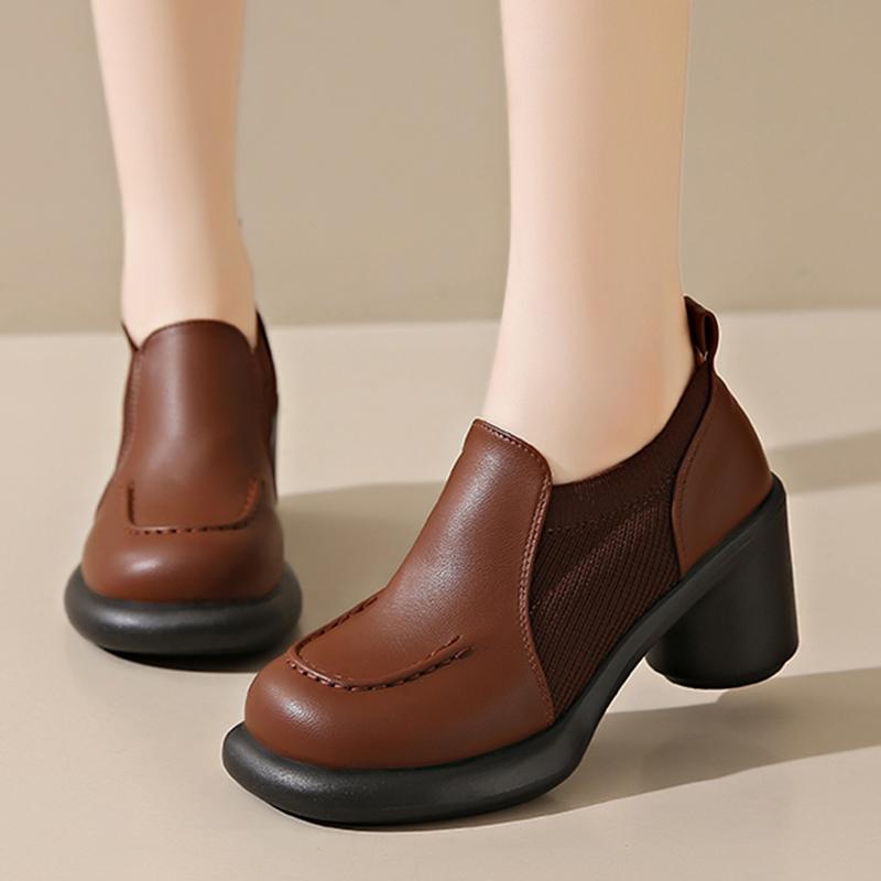 

Массивные женские ботильоны из кожи на высоком каблуке, модная обувь, зима 2024, трендовые дизайнерские элегантные туфли-лодочки, новые гладиаторские туфли Botas De Mujer 40 коричневый