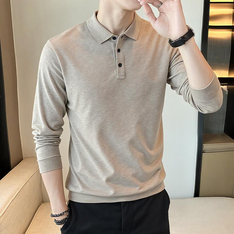 New Men's Polo Shirt Imitation Cashmere Sweater Business Casual Top High-end Base Shirt Middle-aged and Young Jacket