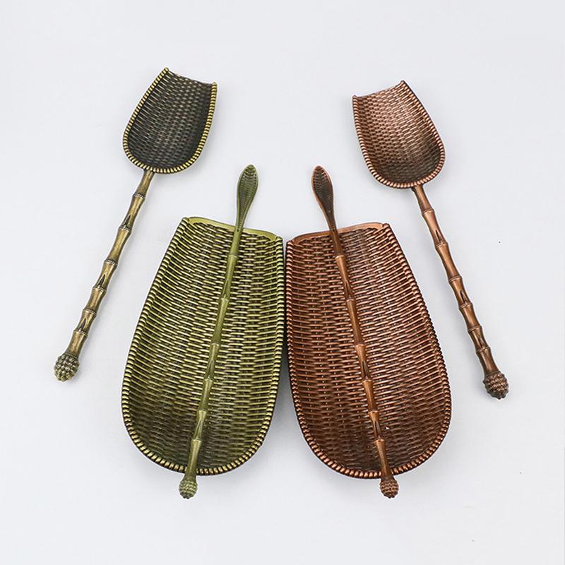 Retro Chinese Style Metal Tea Spoon Kung Fu Tea Ceremony Utensils Tea Shovel Sugar Salt Coffee Spoons Teaware Kitchen Accessoryf
