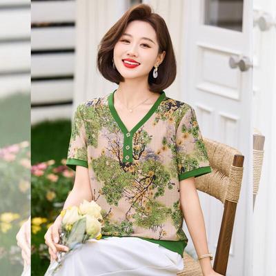 Baolianduo Damen Sommer-T-Shirt mit Blumendruck