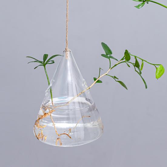 3 Pcs Hanging Glass Planter Clear Plant Propagation Stations Hydroponic Flower Vase for Indoor Home Office Living Room Decor