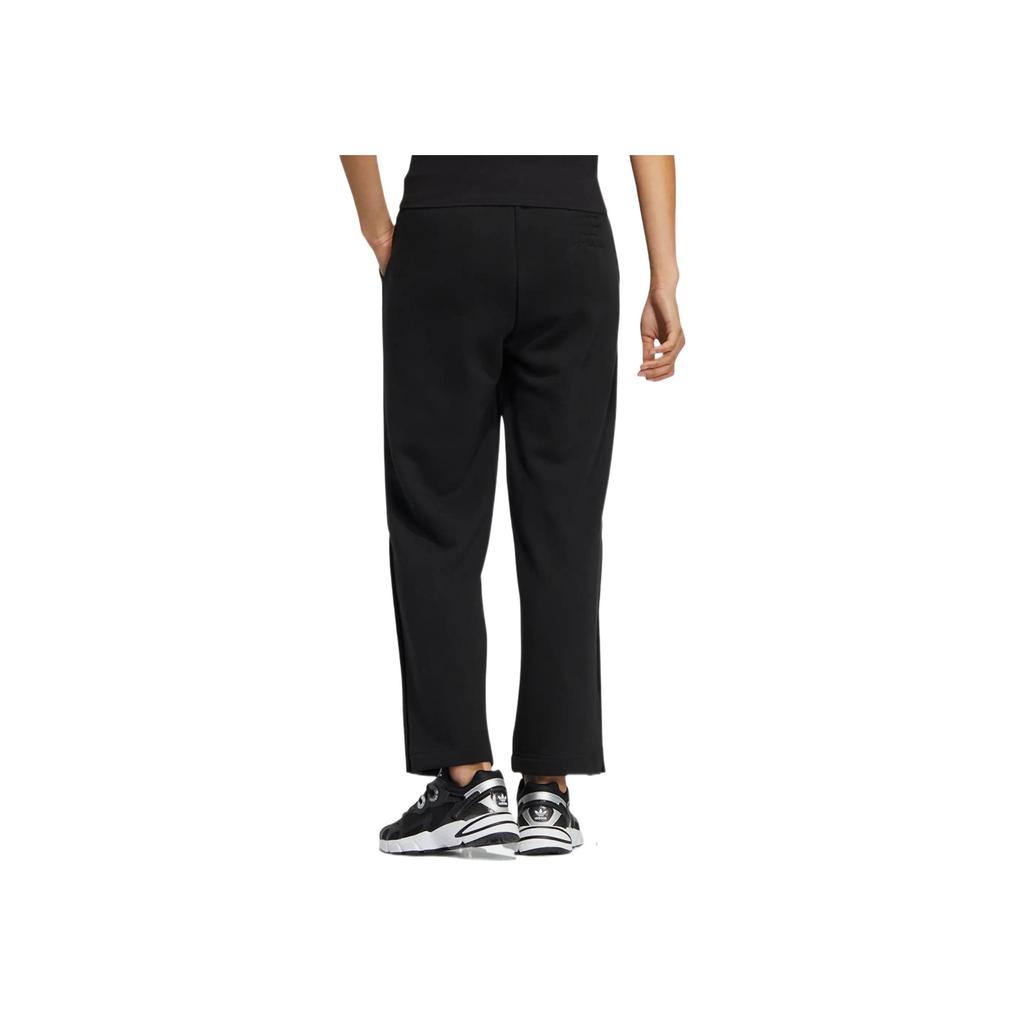 adidas Originals Trefoil Patch Logo Print Straight Leg Sweatpants Women Bottoms Black HS9498