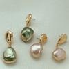 Women Gold Geometric Irregular Baroque Pearl Long Drop Dangle Earrings
