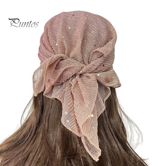 Sequin Headscarf Headscarf, Multi-Purpose Turban Headband Square Scarf, Adjustable Versatile Hair Scarf Strap Bohemian Style Head Wrap for Travel