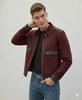 Stylish Men's Biker Handmade Suede Lambskin Leather Motorcycle Jacket Burgundy