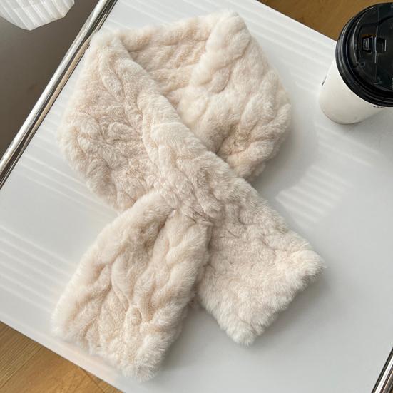 Winter Scarf Soft Imitation Rabbit Fur Solid Color Design Short Scarf Thickened Warm Plush
