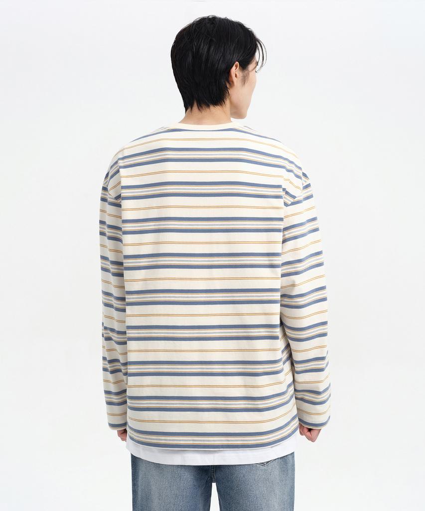 MUSINSA STANDARD Multi-Stripe Relaxed Long Sleeve T-Shirt 3 [Ecru]
