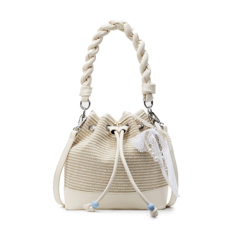 Hand Carrying Bucket Bag Women's New Fashion Pattern Drawstring Shoulder Bag Versatile Commuter Messenger Bag