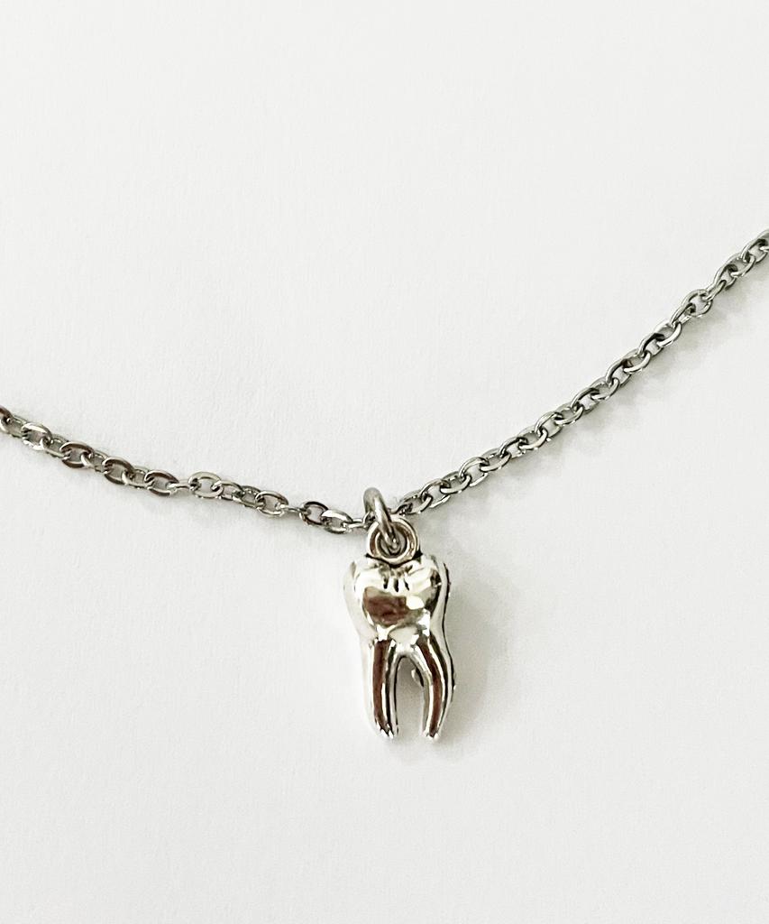Sk8Er Rock Tooth Surgical Steel Necklace ((Steel))