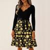 Women's Casual Fashion Long Sleeve Christmas Graphic Printed Vintage Long Dresses