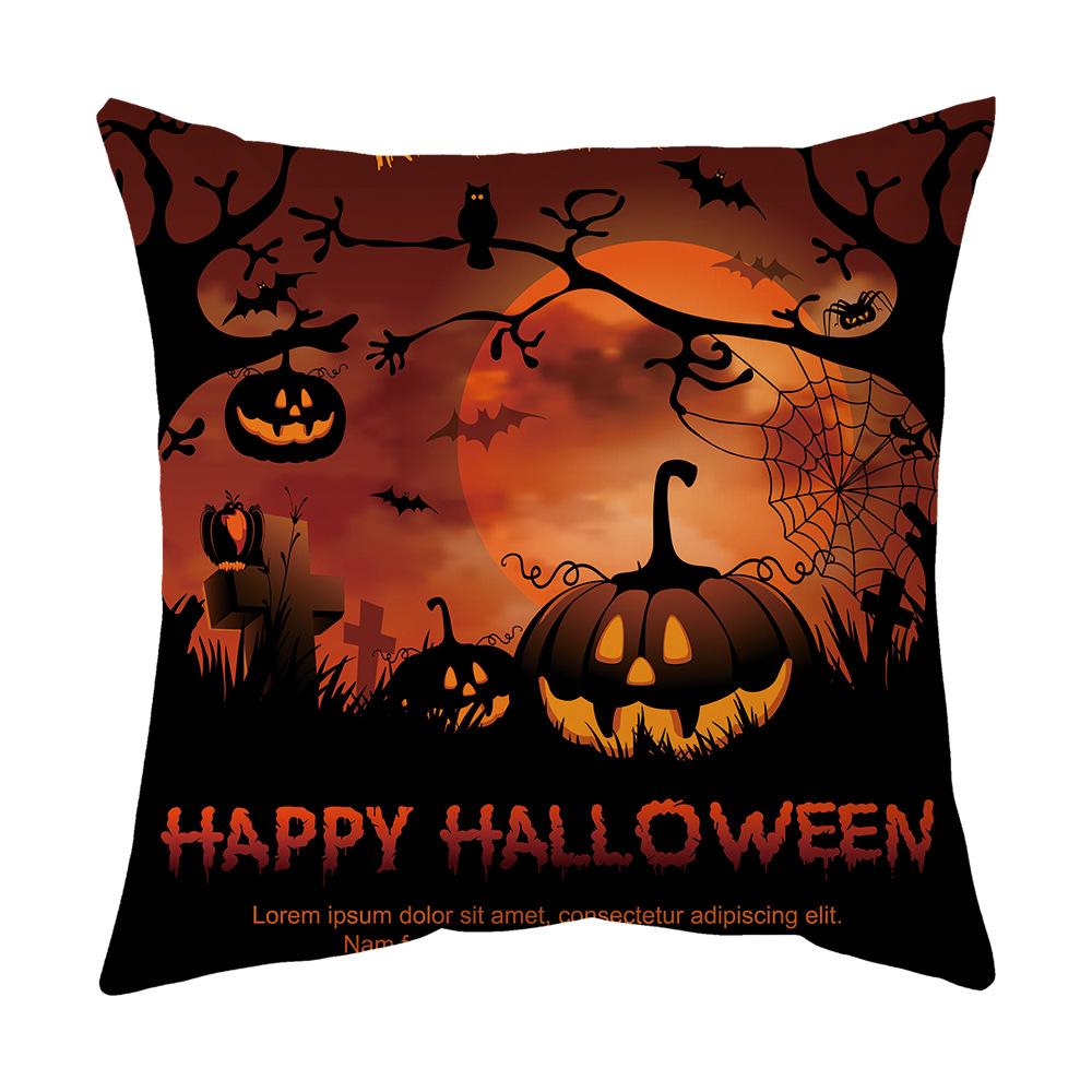 Halloween Cartoon Backrest Sofa Pillow Case Pillow Case Decoration Peach Skin Pillow Cushion Nordic Living Room