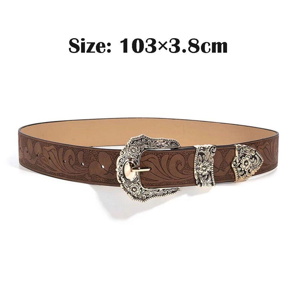 Vintage PU Leather Waistband Versatile Cowgirl Waist Belt Luxury Jeans Belt
