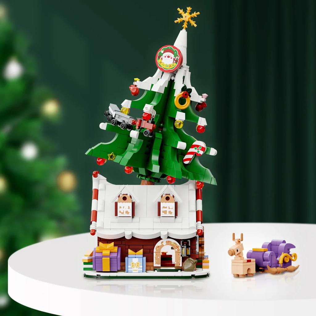 Building Blocks Christmas Tree House Brick Assembly Toys Kids DIY Education Block Toy Construction Toys Xmas Gifts Children Girl