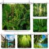 Naturwald Duschvorhang Wasserdicht Badezimmer Sichtschutz Bäume Landschaft Vorhänge Polyester Stoff Heimdekoration Badezimmer Vorhänge