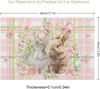4/6pcs Bunny Floral Plaid Print Single-Sided Easter Placemat Set for Spring Table Decor