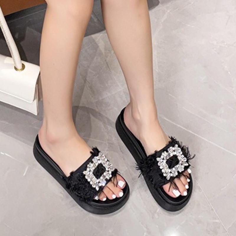 

Модные горячо продаваемые тапочки для женщин 2025 Новые летние плоские модные женские повседневные тапочки шлепанцы пляжные сандалии женская обувь 40 чёрный