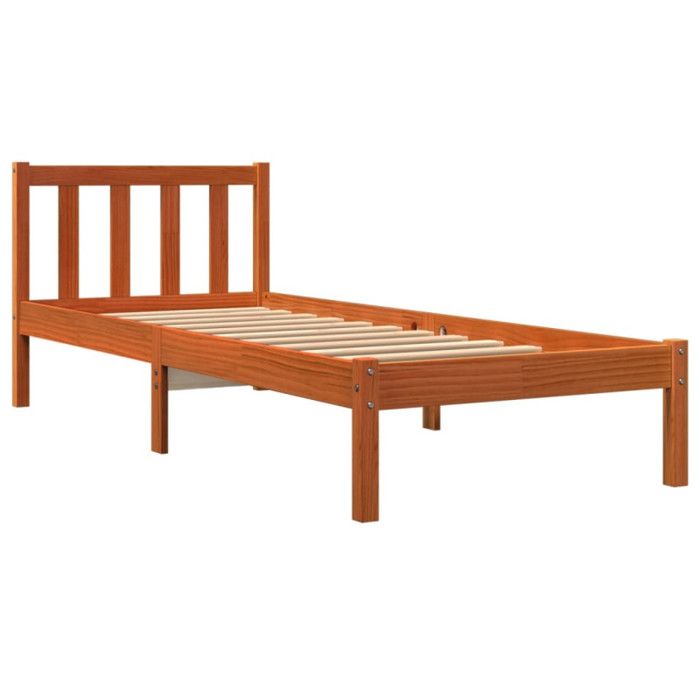 VidaXL Cadre de lit cire marron 90x190 cm bois de pin massif 844802