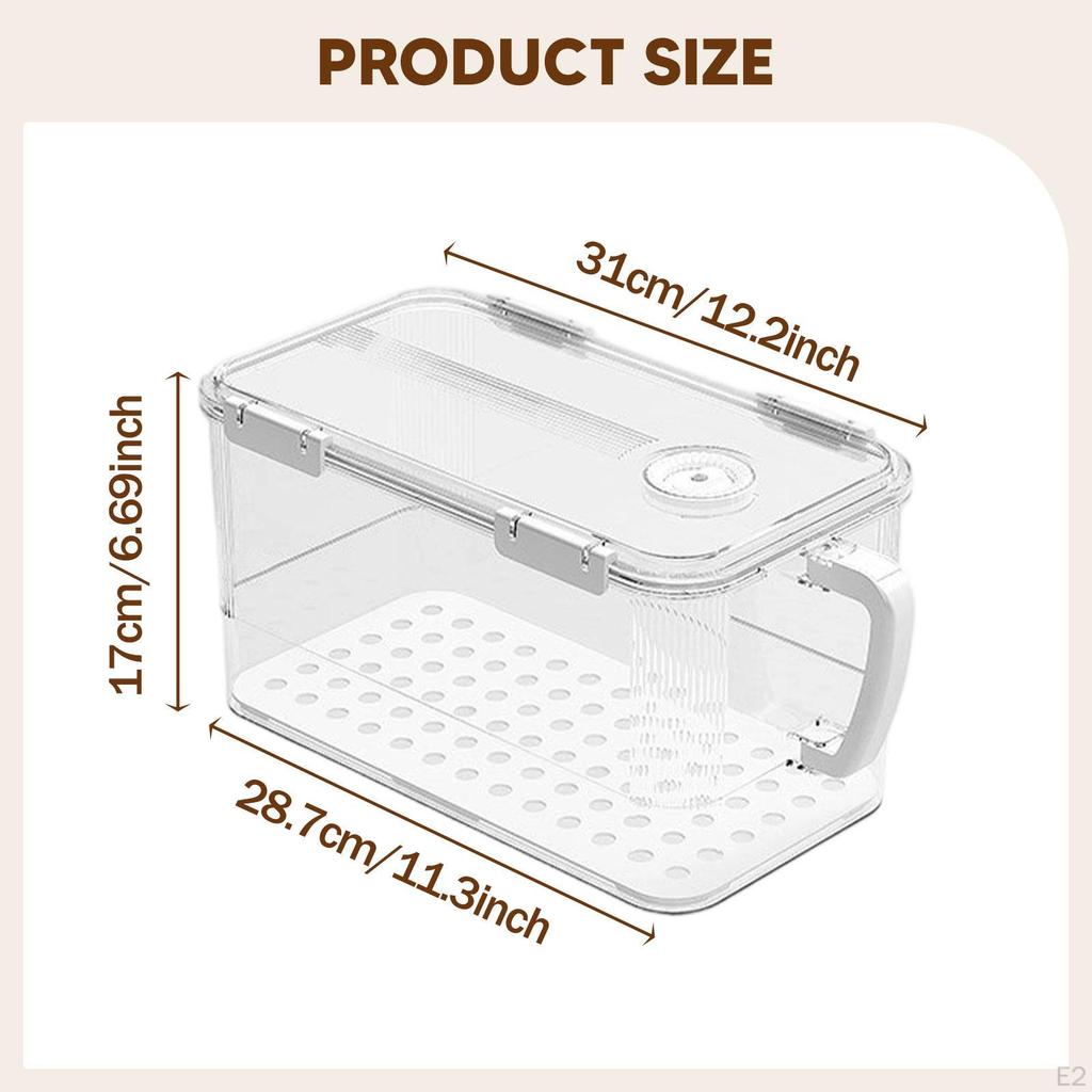 Fridge Storage Box with Drainage Locked Organizer Fresh Keeping Container for Dorm Restaurant