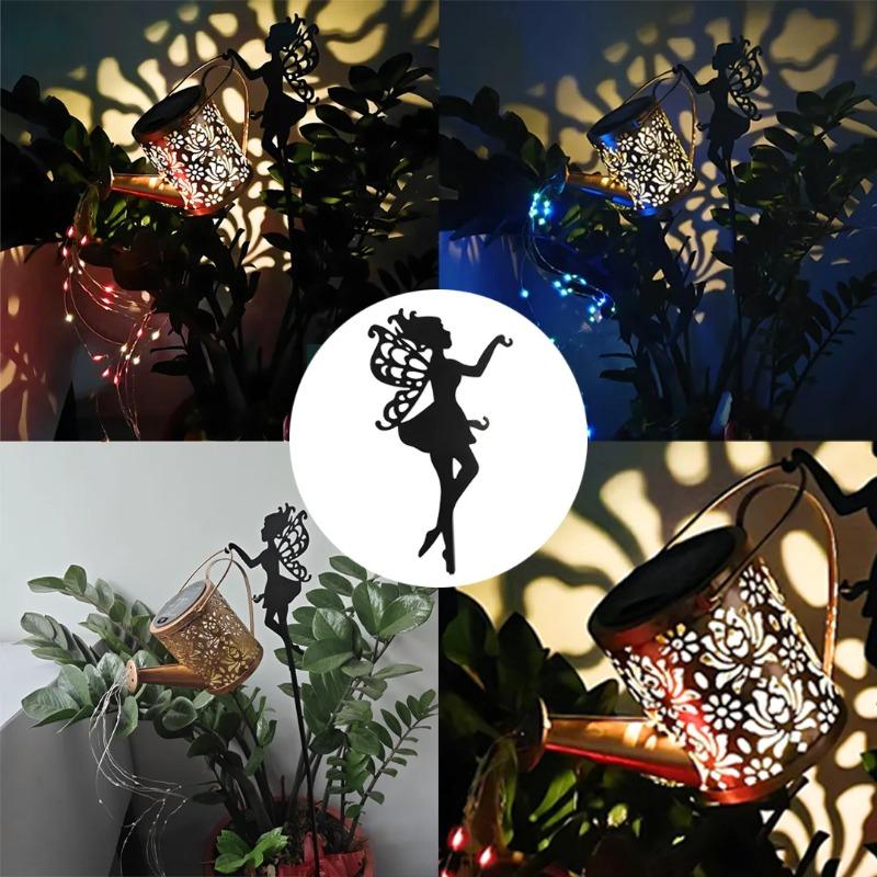 Verzauberte Solar-Feenlampe für Außen, skurriles Design mit Eisenkessel, mit automatischem Dämmerungssensor, IP65 Gartenleuchte für den Weg