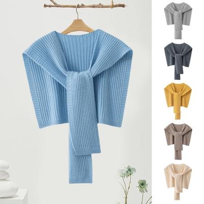 Frauen Herbst Winter Schal Gestrickte Einfarbig Gemütliche Weiche Warme Spitze Up Elastische Dekorative Faden Top Form Dame Schal