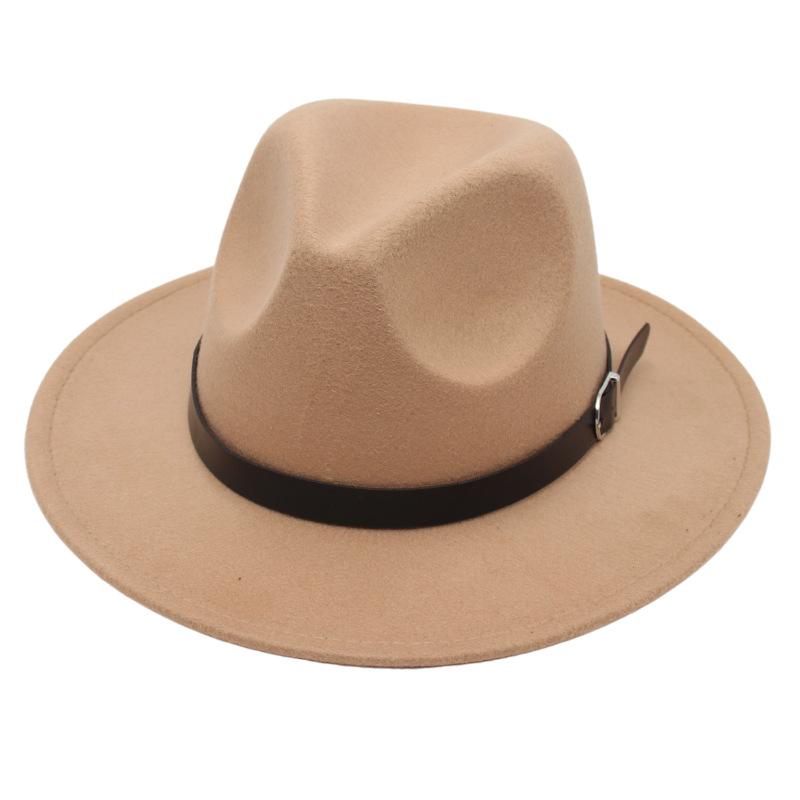 Elegante Zylinderhüte für Kinder, Gürtelschnalle, Amerikanischer Filzhut, Wollhut für Eltern und Kinder im Freien, Jazzhut mit breiter Krempe, Für Männer und Frauen