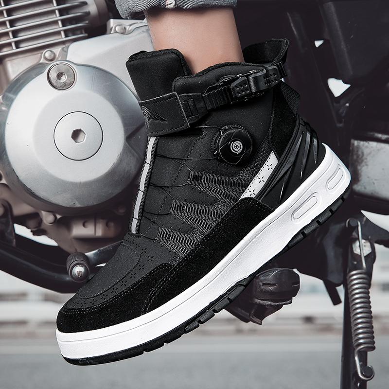 Čtyřsezónní motocyklové boty velká velikost otočná tlačítka kůže protiskluzové proti nárazu motocyklové boty pánské sportovní boty