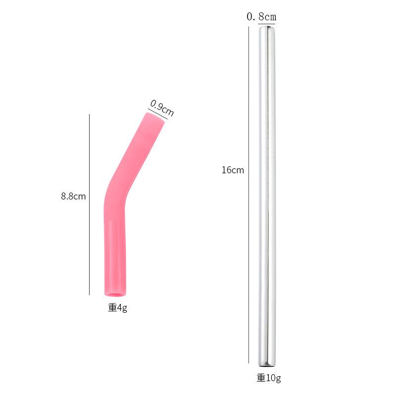 

Long Metal Straw With Silicone Tips Cleaning Brush Stainless Steel Drinking Straw With Covers