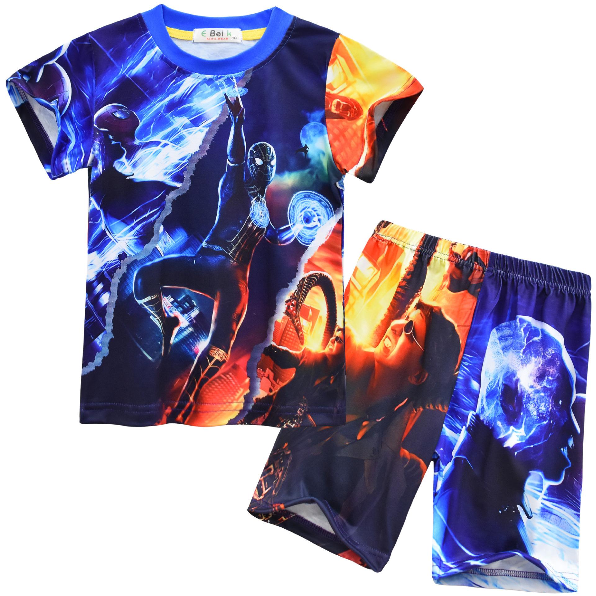 Short-Sleeved Cartoon Digital Printing, Children S Loungewear Short-Sleeved + Pants Two-Piece Set 9082 110