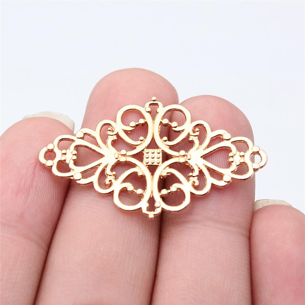 Flower Petal Connectors Botanical Themed Antique Bronze Zinc Alloy Jewelry Making Connect Charms Extender Connectors