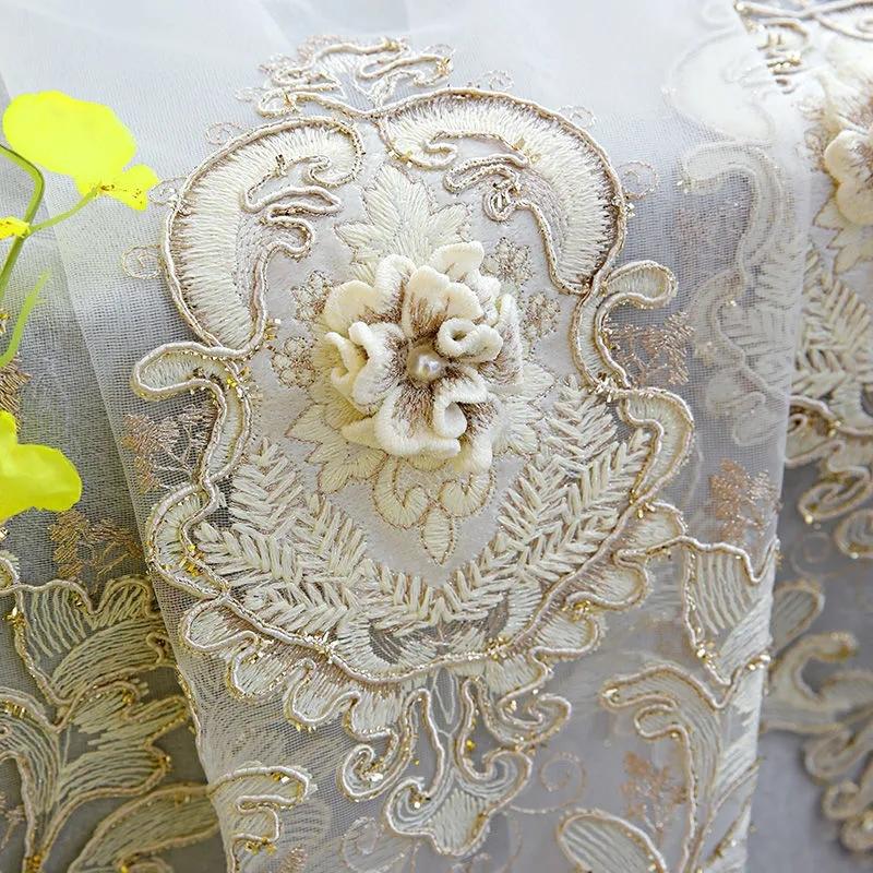 Európai stílusú függönyök sötétítő ruha fonal dombornyomott hímzés nappali hálószoba luxus függönyrúd