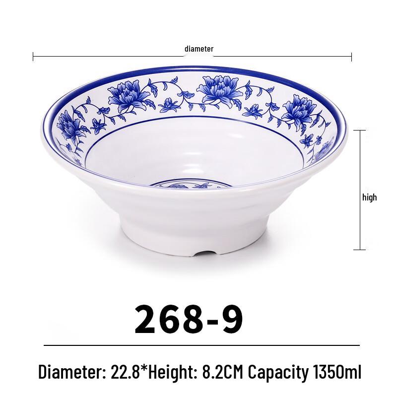 Blue and White Melamine Noodle Bowl