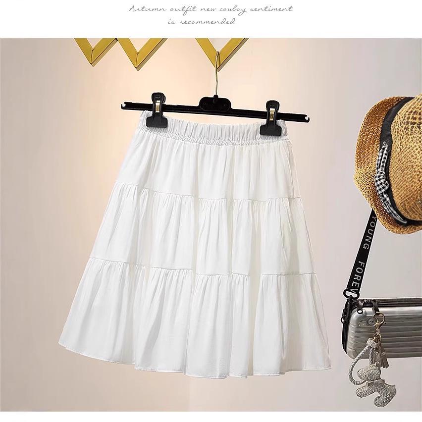 

Плиссированная миди-юбка с высокой талией в стиле колледжа 2025 года, черная: Летняя А-силуэтная юбка-шорты с оборками L