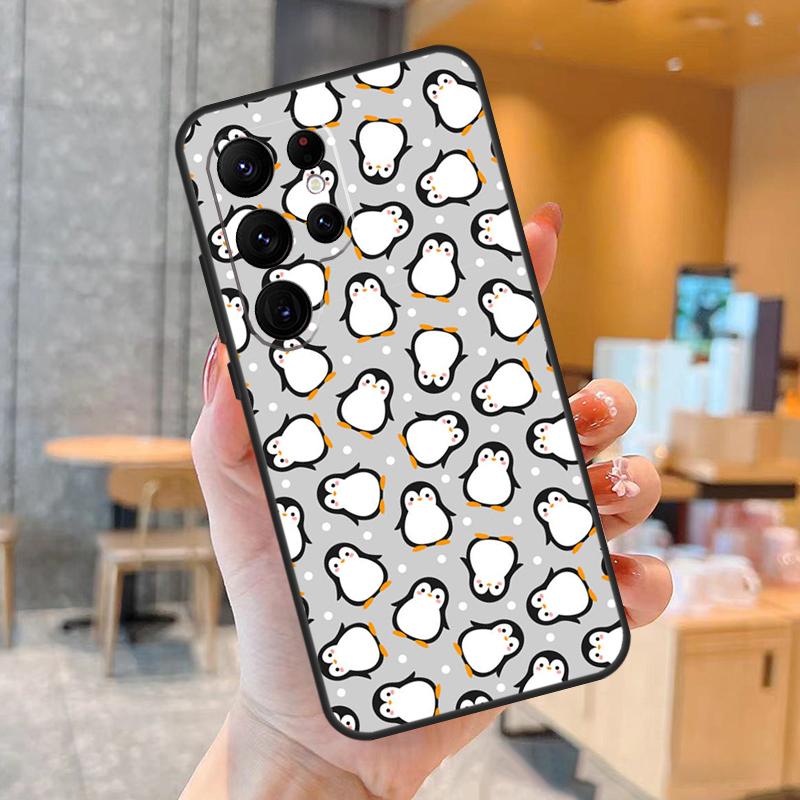 Cute Cartoon Penguin Phone Case For Samsung Galaxy S25 S23 S22 S21 S20 S24 Ultra S9 S10 Plus S25 FE Back Cover