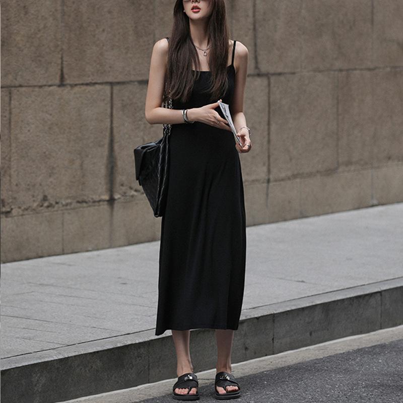 Striped Suspender Dress for Women In Summer Latest Versatile Slim Fit Slim Vest Mid-length Skirt