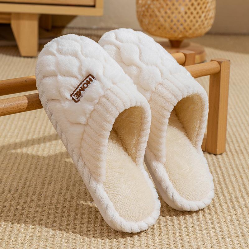 Cotton Slippers for Women In Winter, Suitable for Home Use In Spring and Autumn, Warm and Non Slip Indoors, with Plush Fur for Men