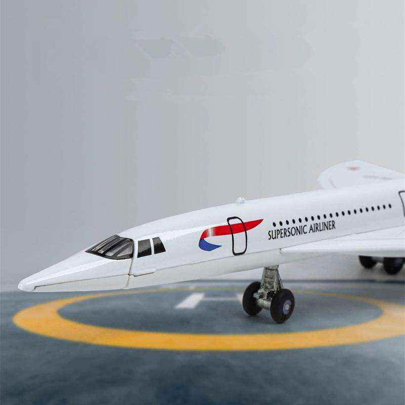 1/168 Alloy Concorde Supersonic Medium Range Airplane Model Metal Civil Passenger Transport Aircraft Model Sound Light Kids Gift