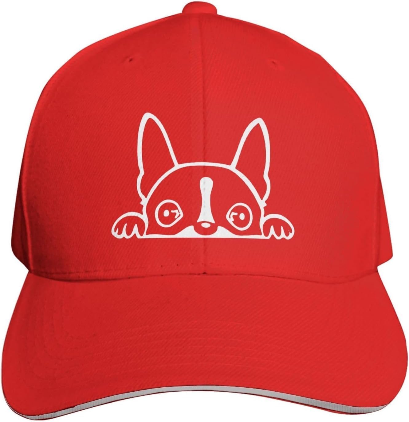 

Peeking Boston Terrier Dog Baseball Cap Polyester Casual Adjustable Curved Brim Dad Hat One Size