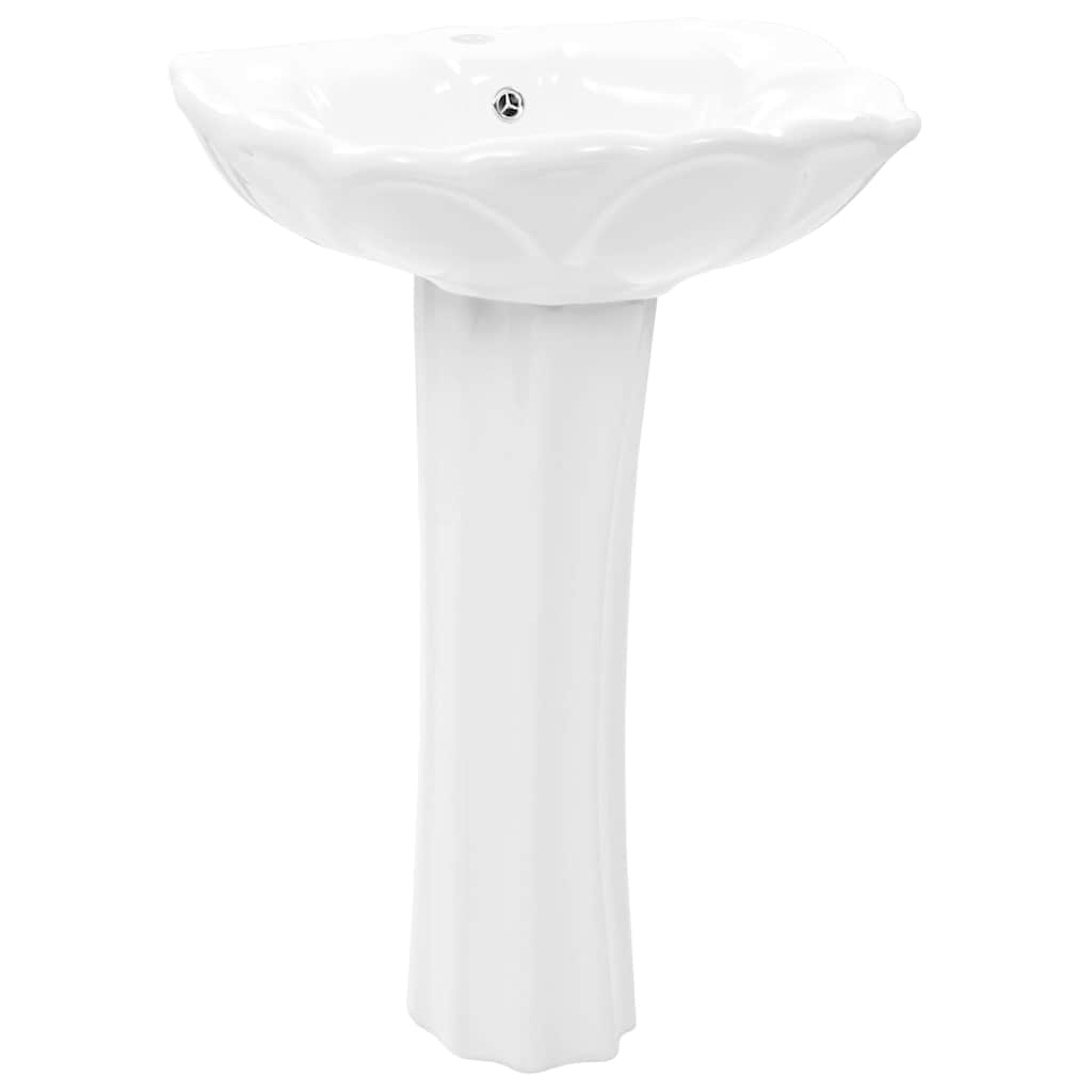 Standwaschbecken mit Säule Keramik Weiß 580 x 510 x 200 mm