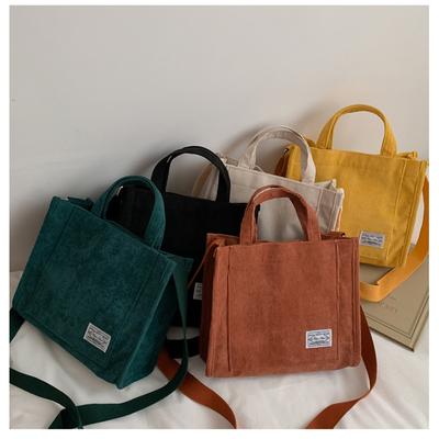 Corduroy Lässige Damen-Tragetasche Schultertasche Retro Kunst Leinwand Umhängetaschen für Damen Baumwoll-Reißverschluss-Handtaschen Luxus Designer