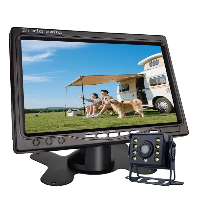 HD Easy To Install Backup Reverse Camera Whit 7" LCD Color Rear View Monitor 12V/24V for Bus Truck RV Trailer Pickups RV Lorry